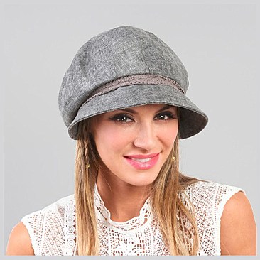 Lace Bill with Stone Button Newsboy Cap MEZ766