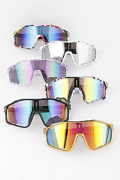 Pack of 12 Oversize Graffiti SPORT WRAP Shield Cycling SUNGLASSES