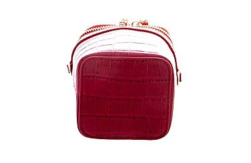 FASHION ROUND SQUARE PATTERNED DESIGN CHAIN TASSEL CROSSBODY BAG