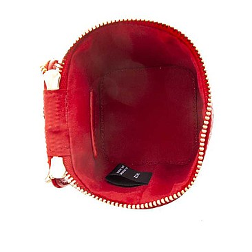 FASHION ROUND SQUARE PATTERNED DESIGN CHAIN TASSEL CROSSBODY BAG