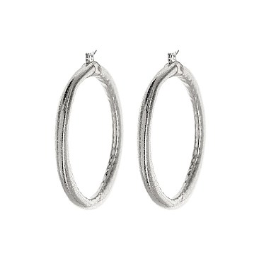 Fashionable 80mm Brushed Metal Hoop Earring SLH004580