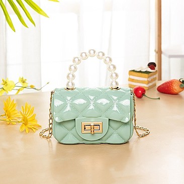 PEARL HANDLE MINI CROSSBODY JELLY BAG/PURSE