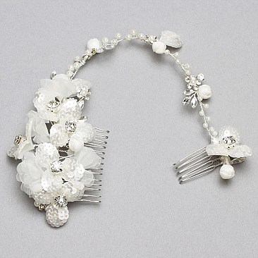 FASHIONABLE WEDDING HAIR COMB W/ RHINESTONE SEQUIN SLH0600