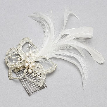 FASHIONABLE WEDDING HAIR COMB W/ PEARL STONES SLH0601