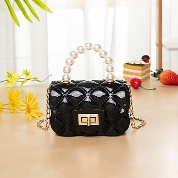 PEARL HANDLE MINI CROSSBODY JELLY BAG/PURSE