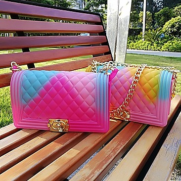 QUILTED MULTI COLOR JELLY SHOULDER BAG