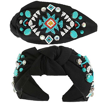 ADORABLE VINTAGE WESTERN AZTEC TOP KNOTTED HEADBAND