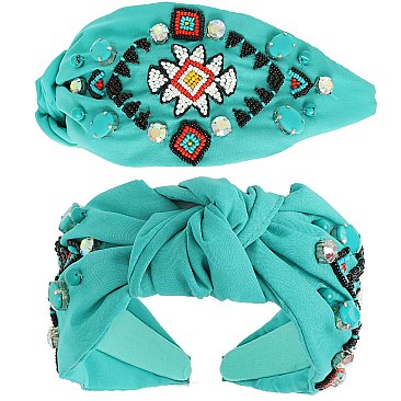 ADORABLE VINTAGE WESTERN AZTEC TOP KNOTTED HEADBAND