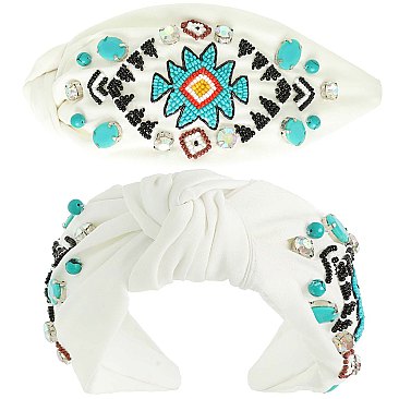 ADORABLE VINTAGE WESTERN AZTEC TOP KNOTTED HEADBAND