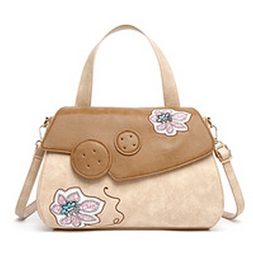 Embroidered Flower Patch Satchel