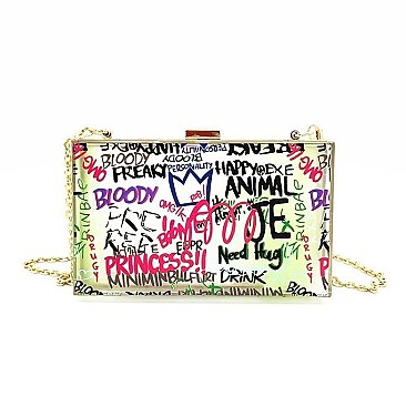 Clear Acrylic graffiti boxy cross-body Shoulder Bag