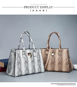 4 in 1 Snake Print Embossed Satchel SET