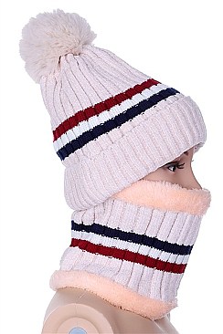 PACK OF 12 TRENDY FUR LINED BEANIE AND NECK WARMER SET