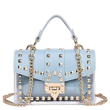 Transparent Studded Chain Strap Clear Jelly Shoulder Messenger Bag