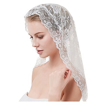 Lace Veil Mantilla Cathedral Head Covering with Bobby Pins