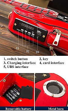 Guitar Shaped Bluetooth Speaker Cross Body - Shoulder Bags With Multimedia Player Radio