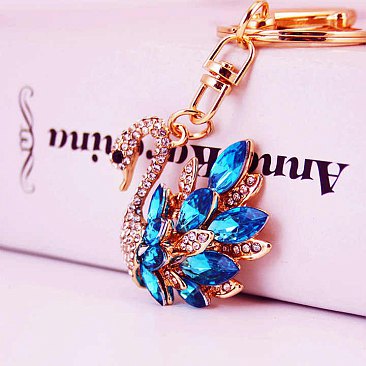 Rhinestones Swan Keychain & Handbag Purse Charm