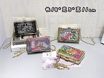 Clear Acrylic graffiti boxy cross-body Shoulder Bag