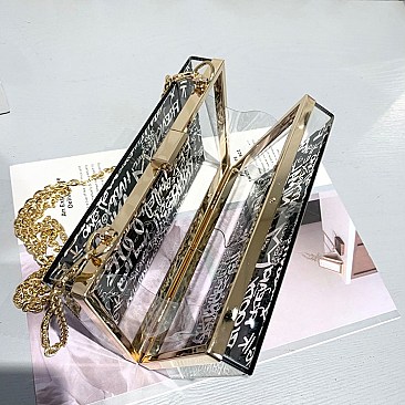 Clear Acrylic graffiti boxy cross-body Shoulder Bag