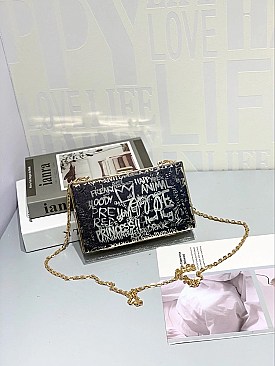 Clear Acrylic graffiti boxy cross-body Shoulder Bag