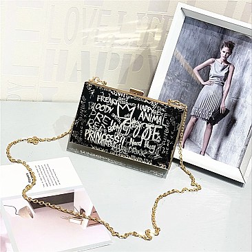 Clear Acrylic graffiti boxy cross-body Shoulder Bag