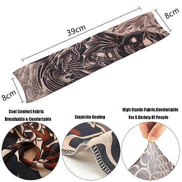 Pack of 12 pcs Arm Sleeve Anti UV Tattoo Pattern Sunscreen