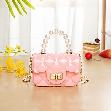 PEARL HANDLE MINI CROSSBODY JELLY BAG/PURSE