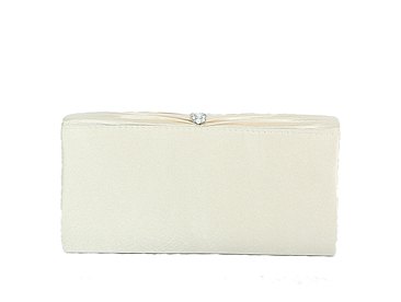 Rhinestone Pleated Satin Clutch