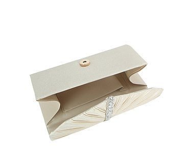 Rhinestone Pleated Satin Clutch