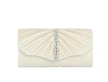 Rhinestone Pleated Satin Clutch