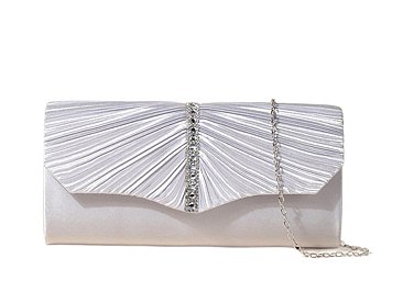 Rhinestone Pleated Satin Clutch