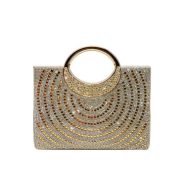 Rhinestone Round Handle Clutch