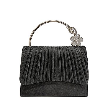 Pleated Satin Flap Clutch
