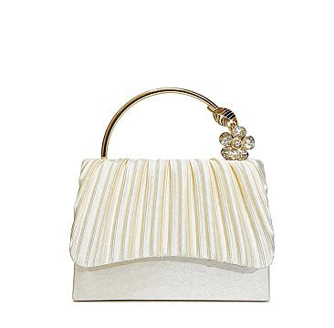 Pleated Satin Flap Clutch
