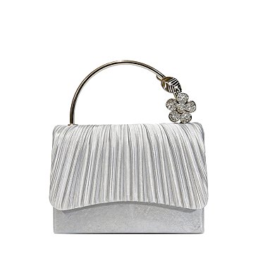 Pleated Satin Flap Clutch