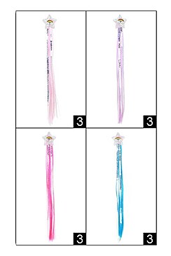 Pack of 12 Cute Assorted Color With Sequin Hair Extension