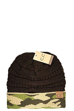 CC KNIT CAMOUFLAGE CUFF BEANIE