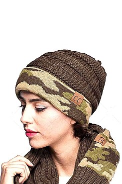 CC KNIT CAMOUFLAGE CUFF BEANIE