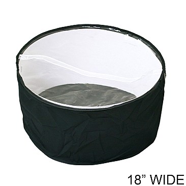 Black Collapsible Fabric Hat Bag With Clear Vinyl Top And Handle