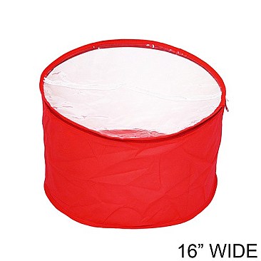 RED Collapsible Fabric Hat Bag With Clear Vinyl Top And Handle