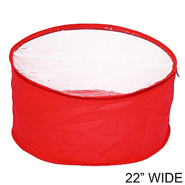 RED Collapsible Fabric Hat Bag With Clear Vinyl Top And Handle