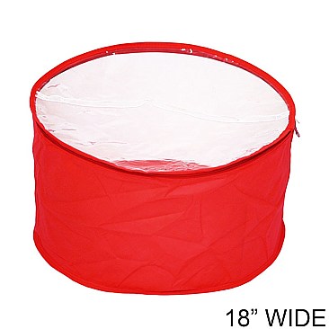 RED Collapsible Fabric Hat Bag With Clear Vinyl Top And Handle