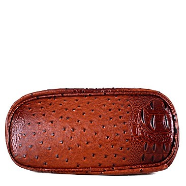 ZIPPER POCKET OSTRICH PRINT CROSS BODY