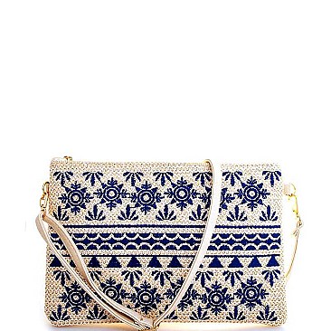 FASHIONABLE NATURAL WOVEN ANCIENT PATTERN SLING BAG JYHB422