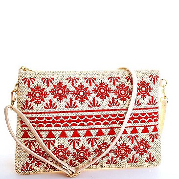 FASHIONABLE NATURAL WOVEN ANCIENT PATTERN SLING BAG JYHB422