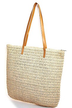 STYLISH NATURAL STRAW WOVEN FLAMINGO FASHION TOTE BAG JYHB459