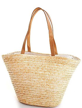 FLAMINGO DESIGN NATURAL STRAW WOVEN TOTE BAG