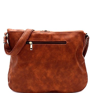 Tassel Woven Accent Large Fold-Over Messenger Hobo