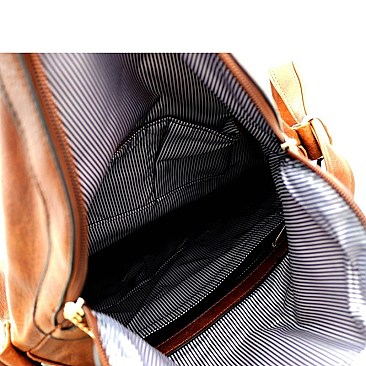 Tassel Woven Accent Large Fold-Over Messenger Hobo