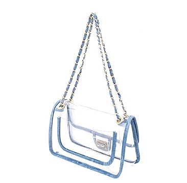 STYLISH CLEAR AND DENIM DESIGN CROSSBODY BAG